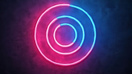 Neon Circles in Pink and Blue Glow on Dark Background
