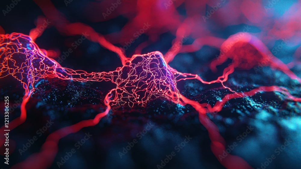 Poster vibrant neural connections and synapses in colorful abstract design