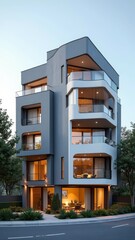 Obraz premium Modern apartment building with curved balconies