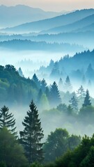 Fototapeta premium Foggy forest gradient wallpaper.