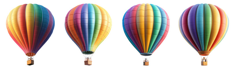 Colorful Hot Air Balloons Isolated on Transparent Background