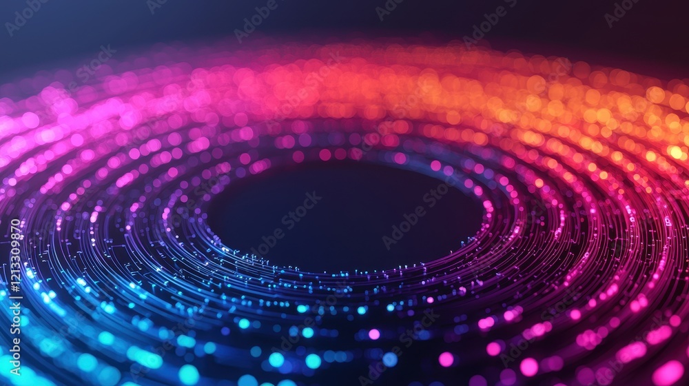Poster vibrant circular colorful light trails creating digital abstract background