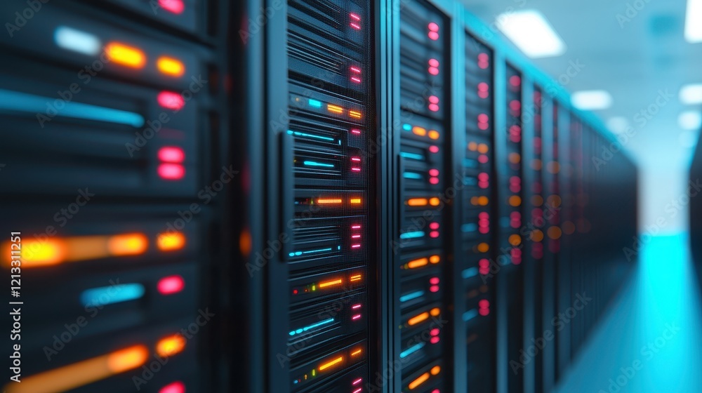 Aufkleber modern data center with blinking lights and server racks