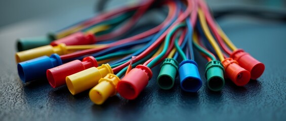 Wires with colored insulation, likely used for electrical connections