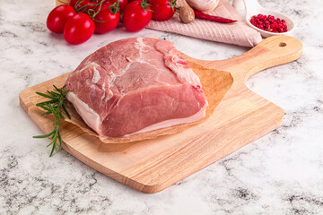 Raw pork meat piece for cooking