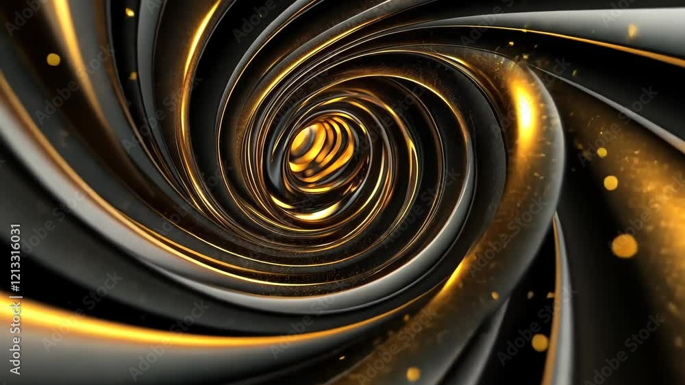 Poster mesmerizing spiral of golden light weaving through dark tunnels in a captivating visual journey of m