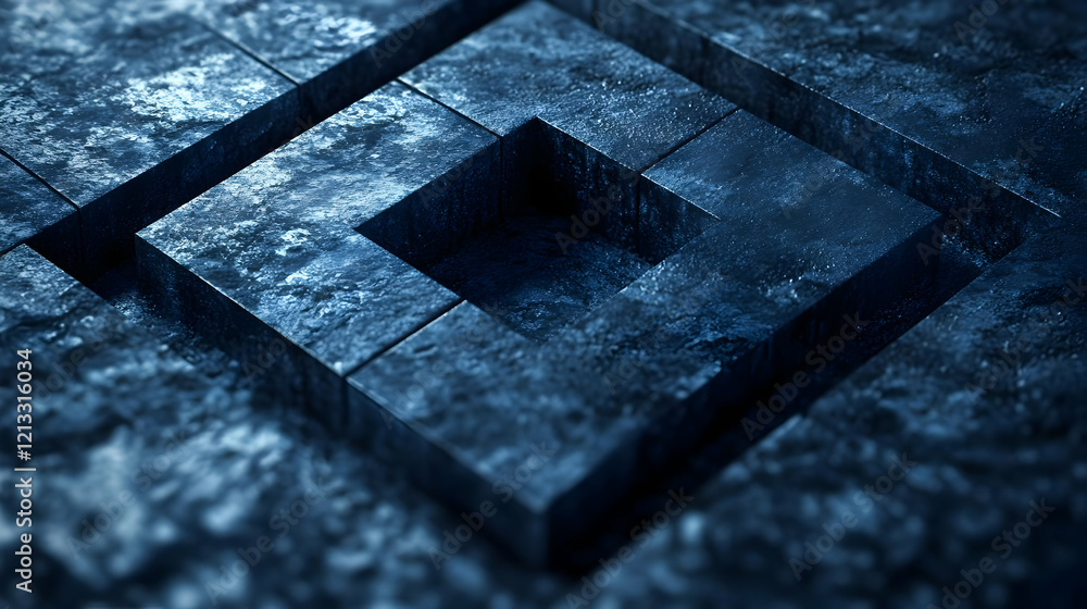 Poster abstract dark blue geometric cube pattern texture background