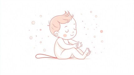 Wide Angle View of Baby with Umbilical Cord in Center