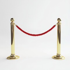Elegant Golden Stanchions with Red Velvet Rope: VIP Access, Exclusive Event, Luxury, Barrier, Entrance