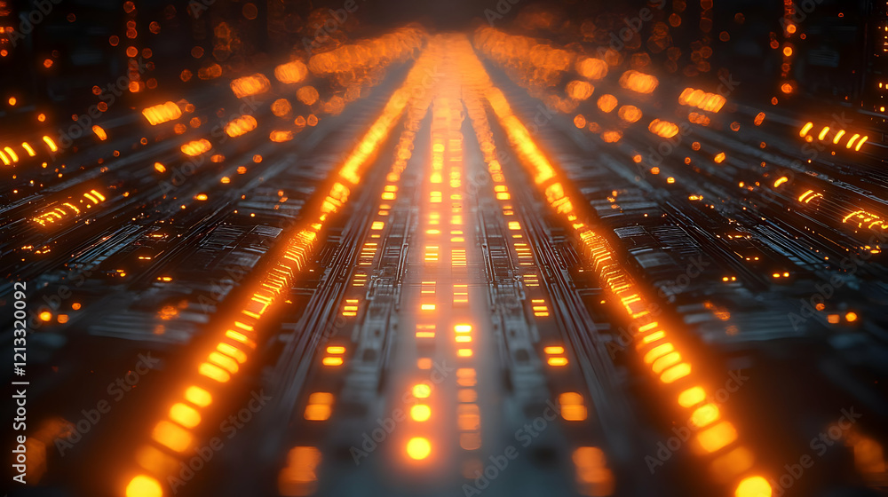 Poster glowing lines abstract digital art futuristic technology network background