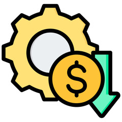 Cost Reduction Outline Color Icon