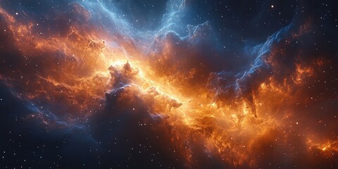 Obraz premium Cosmic Nebula Swirling with Fiery Hues and Ethereal Glow