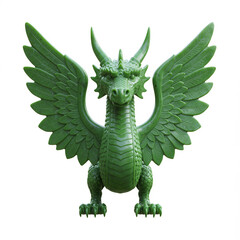 Fototapeta premium Ancient green Verdite stone dragon sculpture relic - isolated on white 