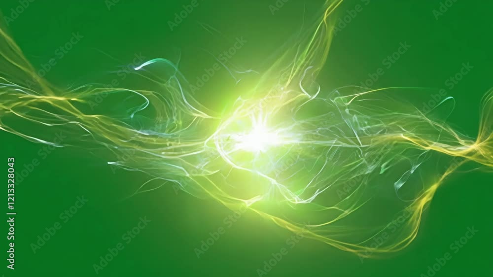 Aufkleber pulsating light forms create an electrifying scene. green screen chromakey.