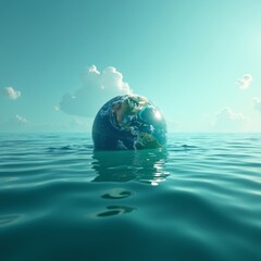 A serene ocean scene with a large body of water and a clear blue sky