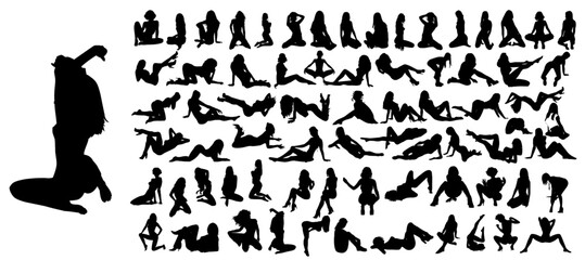 Human Silhouette Collection: A large collection of diverse human silhouettes. perfect for conveying action, posture, and design elements.