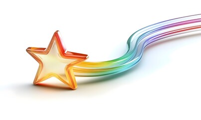 Obraz premium Rainbow trail starburst, 3D render, white background, design element