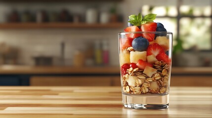 Delicious Granola Parfait with Berries and Fruit