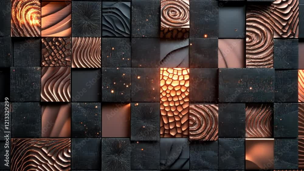 Poster exploring intricate textures and patterns of a mesmerizing artistic arrangement in a unique collecti