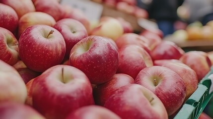 Red Apples Abundantly Fill A Market Crate