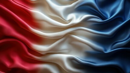Fototapeta premium Draped silk fabric in red white and blue hues