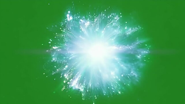 A magical burst of light transforming the surrounding space. Green screen chromakey.