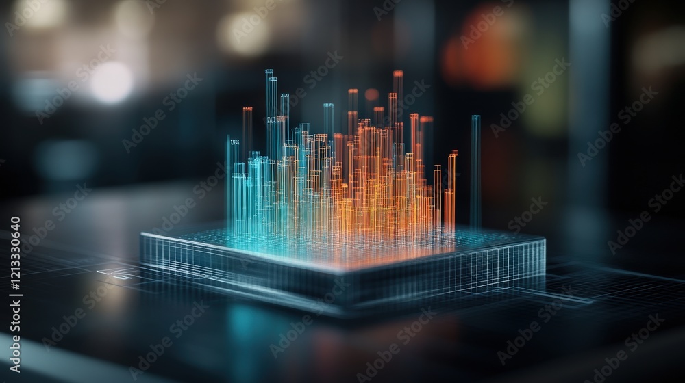 Poster Abstract Digital Visualization of Data Processing with Colorful Bars Representing Information Flow in a Futuristic Setting