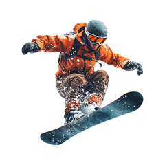 Snowboarder Soaring Through the Air on transparent background
