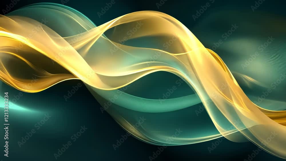 Poster flowing golden waves create a mesmerizing visual tapestry in an ethereal dreamscape. generative ai
