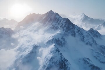 Serene Mountain Range at Dawn Reflecting Photorealistic Landscape