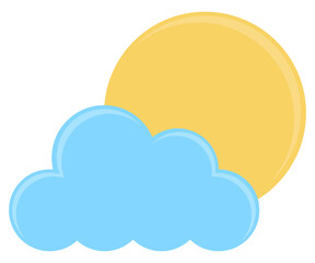 Sun and cloud weather flat icon isolated on white background.