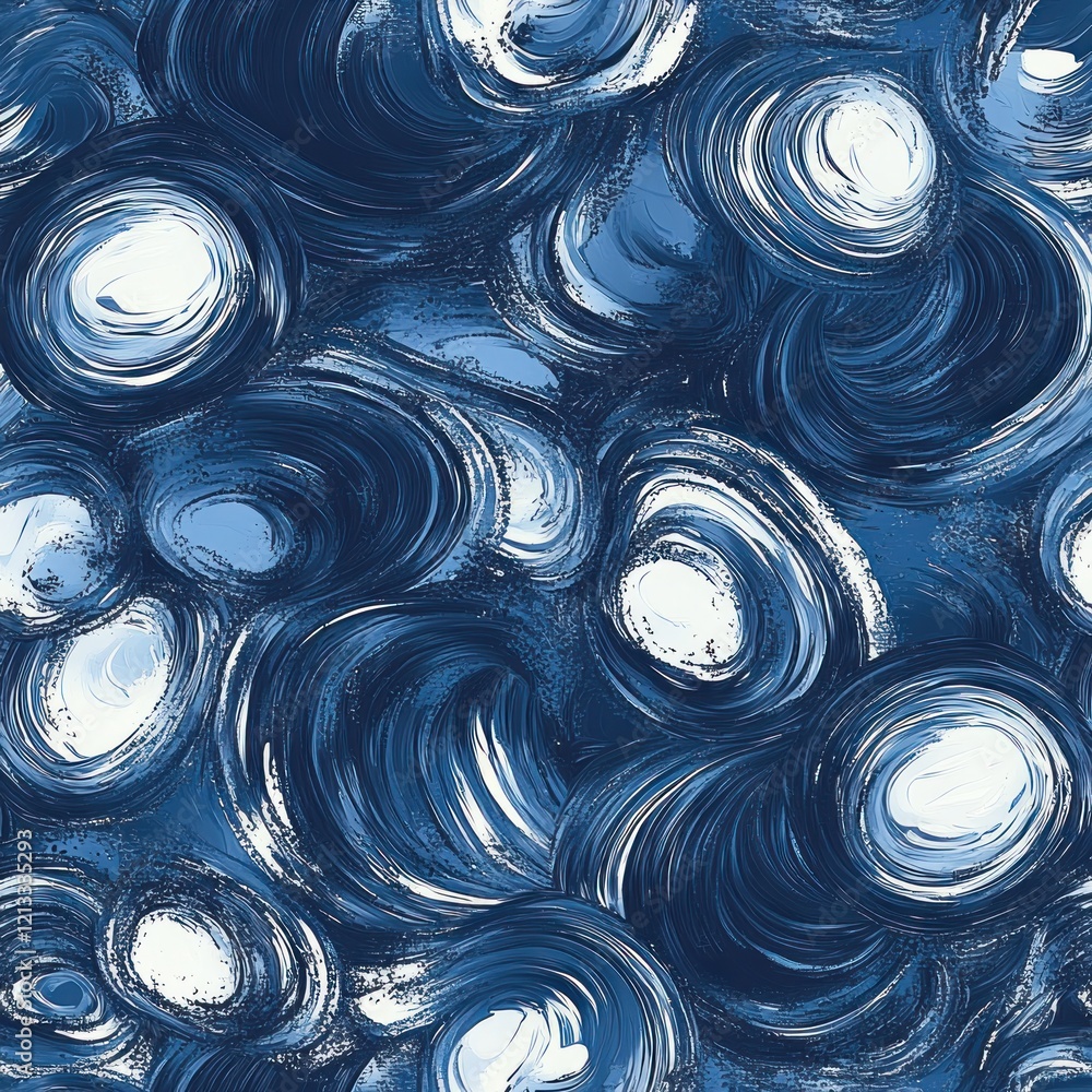 Aufkleber Seamless Abstract Pattern with Swirling Shapes and Bold Brush Strokes in Dynamic Colors