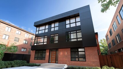 Fototapeta premium Modern Brick and Black House