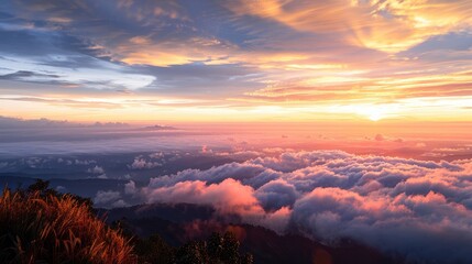 Obraz premium Doi Inthanon National Park concept at sunrise in Chiang Mai Province, Thailand.