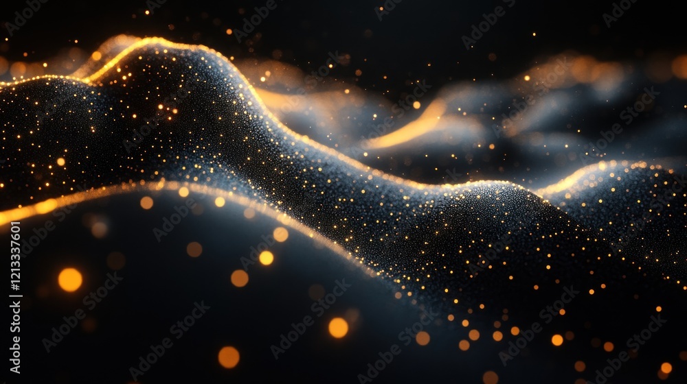 Wall mural glowing particle wave abstract background.
