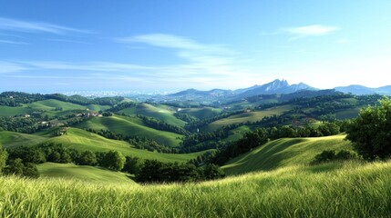 Naklejka premium Serene Rolling Hills Landscape