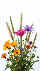 A bouquet of wildflowers and wheat