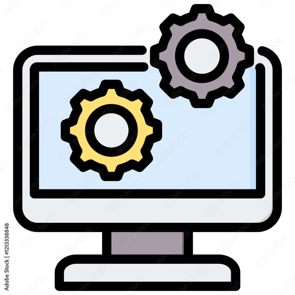 Poster computer software outline color icon