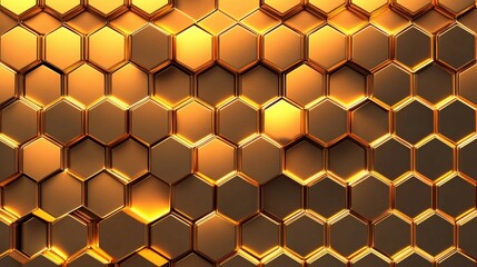Golden Hexagonal Pattern Abstract Background