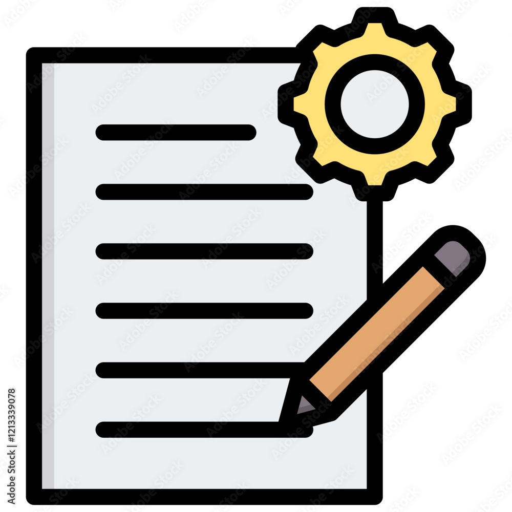 Poster project contract outline color icon