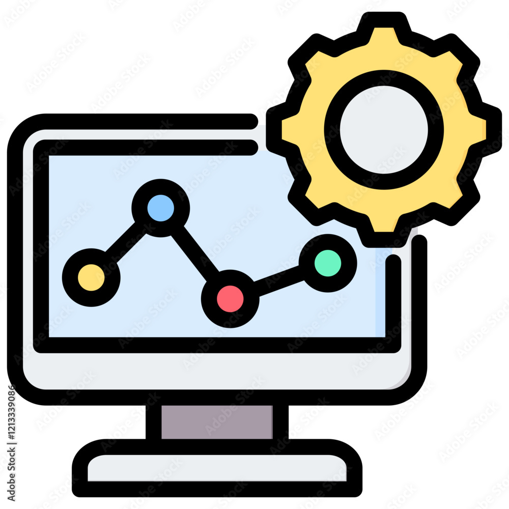Poster analytics software outline color icon