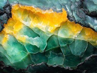 Obraz premium Polished vibrant green and yellow aventurine with natural shimmer