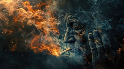 Woman and man smoking