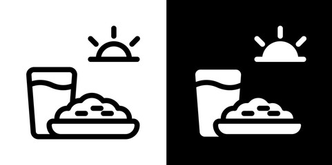 iftar time line and glyph icon, outline and glyph vector sign, linear and glyph style pictogram isolated on white and black. islamic Symbol, logo, icon, illustration