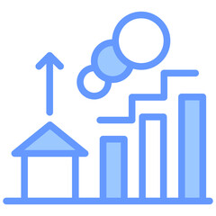 Real Estate Bubble Blue Icon