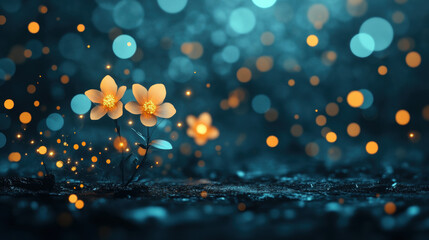 Nodes flower, A vibrant image of a cluster of glowing flowers and nodes, showcasing high fidelity and intricate details in a visually appealing style.