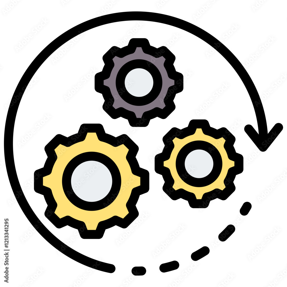 Poster processing outline color icon