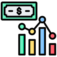 Stock Market Crash Outline Color Icon