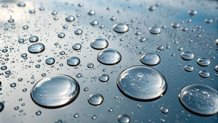 Realistic water droplets in various sizes, featuring reflective details, soft highlights, and natural contours. Ideal for spa designs, beverage branding, and nature-themed overlays.