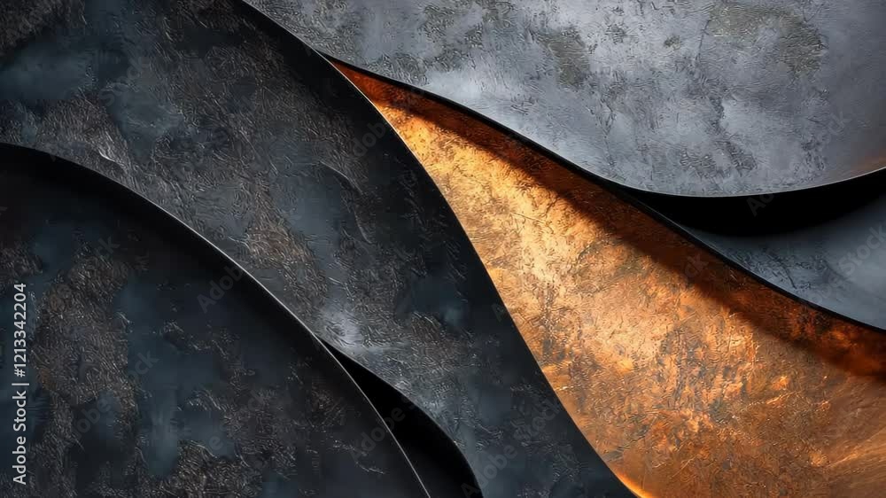 Poster mysterious textures create a mesmerizing contrast in an abstract landscape of dark and golden layers